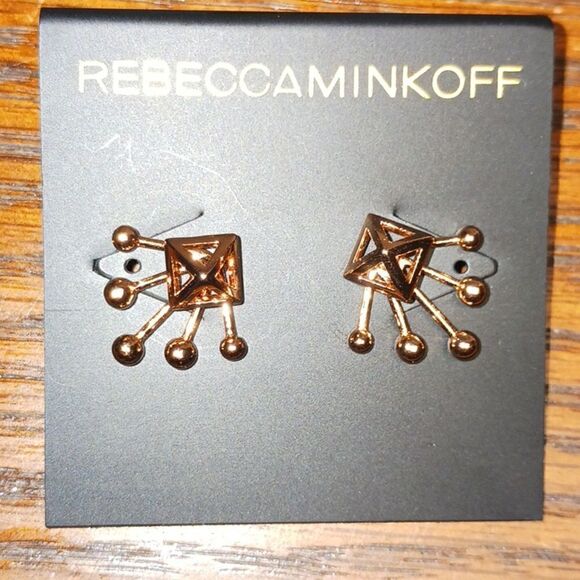 Rebecca Minkoff Rose Gold Pyramid Stud Burst Earrings - Picture 1 of 3